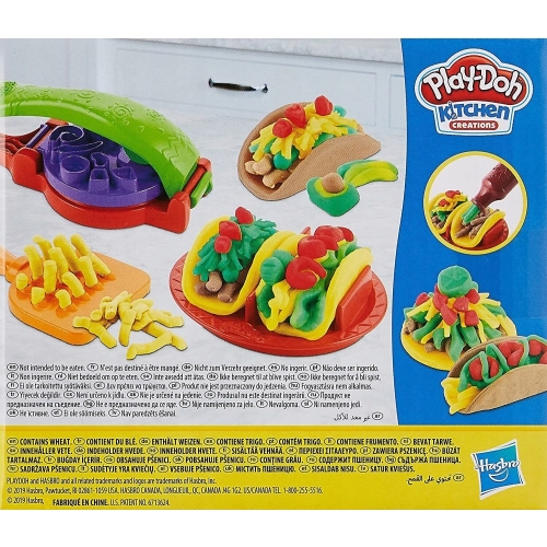 CIASTOLINA Play-Doh ZESTAW KUCHNIA TACO E7447 FOREMKI DO WYCISKANIA 4 TUBKI