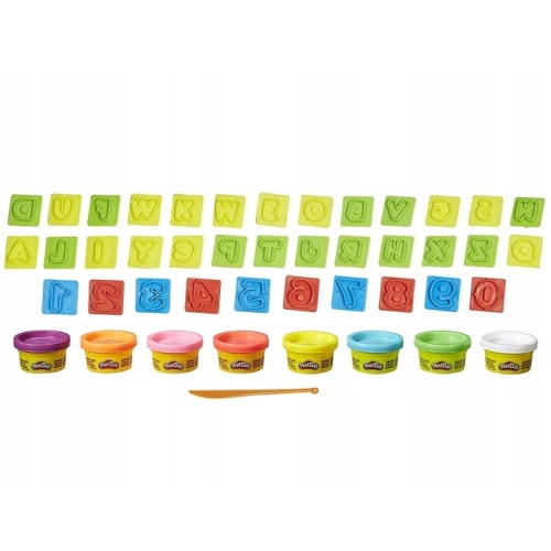 PLAY-DOH ciastolina LITERY CYFERKI 8 TUBEK MIX KOLORÓW DO ZABAWY DLA DZIECI