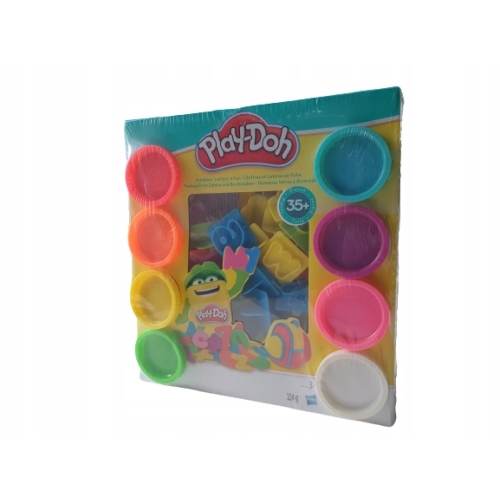 PLAY-DOH ciastolina LITERY CYFERKI 8 TUBEK MIX KOLORÓW DO ZABAWY DLA DZIECI