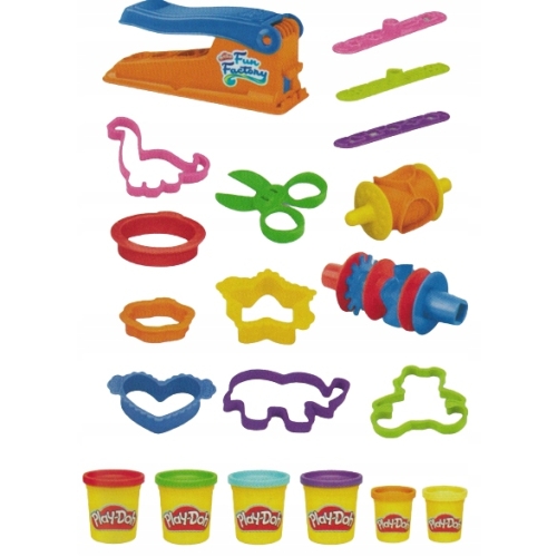 PLAY-DOH FUN FACTORY CIASTOLINA 20 ELEMENTÓW F8117 6 TUBEK MAS MIX KOLORÓW