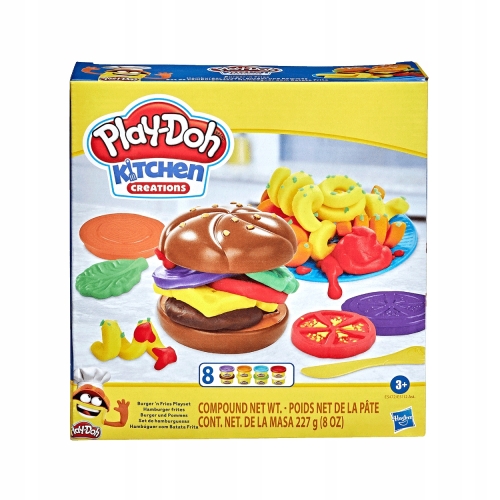 PLAY-DOH Ciastolina BURGER Z FRYTKAMI E5472 HASBRO FOREMKI + 8 TUBEK MASY