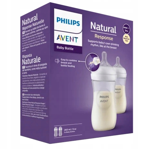 PHILIPS AVENT Zestaw 2 butelki 260ml dla niemowąt Natural Response SCY903