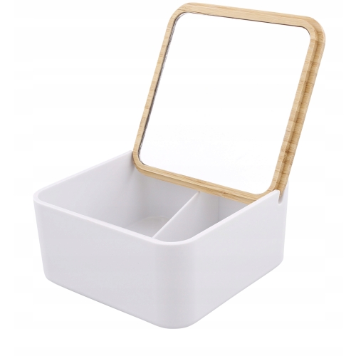 POJEMNIK BAMBUSOWY Z LUSTERKIEM ORGANIZER NOWOŚĆ wym. 14x14x7cm
