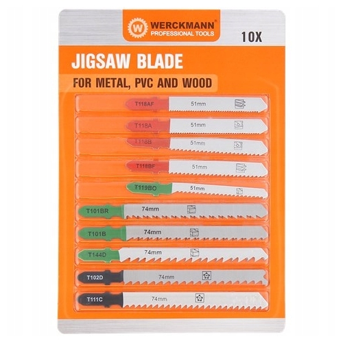 Zestaw 10 x Brzeszczot Metal PVC Drewno Wyrzynarki Piły Werckmann