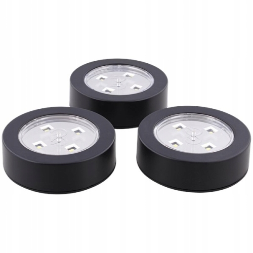 Lampka LAMPKI LED push meblowe dotykowe do szafy Zestaw 3 szt CZARNE