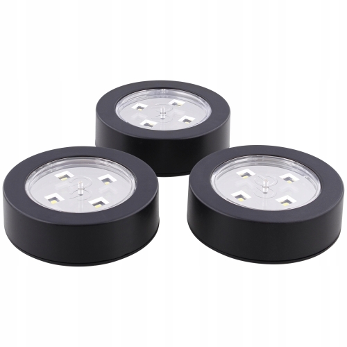 Lampka LAMPKI LED push meblowe dotykowe do szafy Zestaw 3 szt CZARNE