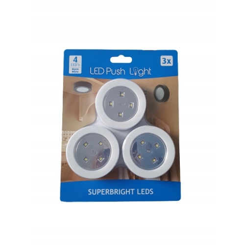 Lampka LAMPKI LED push meblowe dotykowe do szafy Zestaw 3 szt BIAŁE