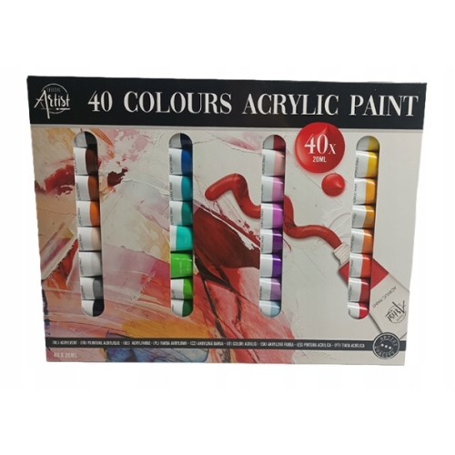 Zestaw Farb akrylowych 40 x 20 ml Zestaw 40 kolorów w tubce szybkoschnące
