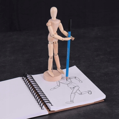 MANEKIN DREWNIANY DO SZKICU RYSUNKU FIGURKA Dekoracja Ozdoba wym. 7x7x30 cm