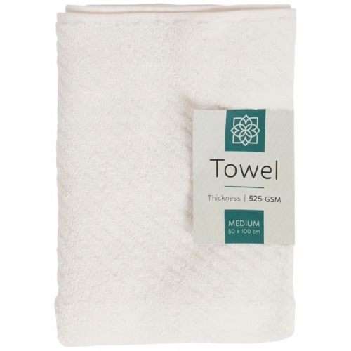Ręcznik kąpielowy 100 % BAWEŁNA FROTTE 525 GSM MIĘKKI BIAŁY 50 x 100 cm