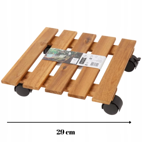KWIETNIK STOJAK WÓZEK DREWNIANY NA KÓŁKACH OBROTOWYCH UNI 29 X 29 X 7,2 CM