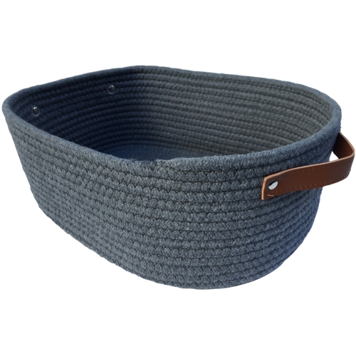 Koszyk do przechowywania bawełniany pleciony czarny styl boho 35x25x13cm 55