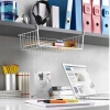 Kosz podwieszany półka organizer 30 x 14 x 26 cm dodatkowa półka srebrny