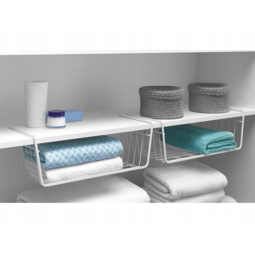 Kosz podwieszany półka organizer 30 x 14 x 26 cm dodatkowa półka srebrny