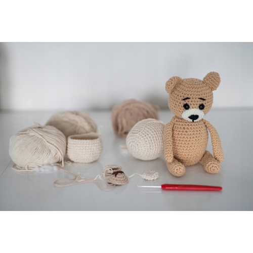 ZESTAW DO SZYDEŁKOWANIA WŁÓCZKA SZYDEŁKO IGŁA 26 cm MASKOTKA KRÓLIK AVEC