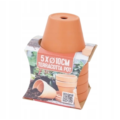 Zestaw doniczek z terakoty do siewu i uprawy roślin 5 szt x 10 cm NATURALNE