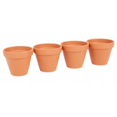 Zestaw doniczek z terakoty do siewu i uprawy roślin 4 szt x 12cm NATURALNE