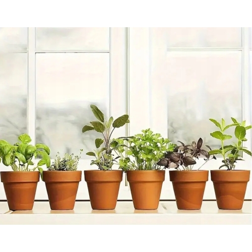 Zestaw doniczek z terakoty do siewu i uprawy roślin 4 szt x 12cm NATURALNE