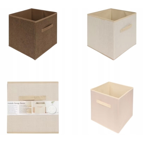 Składany kosz do przechowywania Home Accents organizer 30x30x30 cm Beżowy
