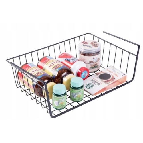 KOSZYK PODWIESZANY POD PÓŁKĘ ORGANIZER METALOWY CZARNY DO SZAFY 5 KG CZARNY