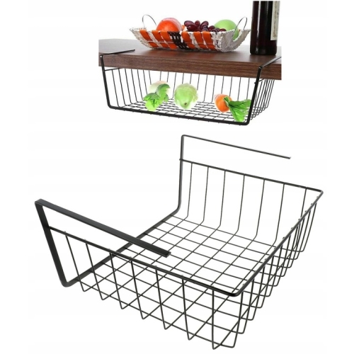 KOSZYK PODWIESZANY POD PÓŁKĘ ORGANIZER METALOWY CZARNY DO SZAFY 5 KG CZARNY