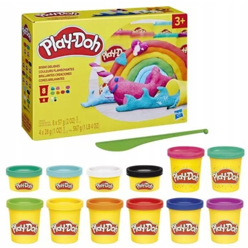 PLAY-DOH CIASTOLINA MODELINA 12 TUB MIX KOLORÓW BROKAT GLITTER BRILLANT