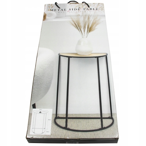 STOLIK METALOWY PRZYŚCIENNY BLAT OZDOBNY na kwiaty wazon 38x24x58cm NATURAL