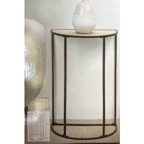 STOLIK METALOWY PRZYŚCIENNY BLAT OZDOBNY na kwiaty wazon 38x24x58cm NATURAL