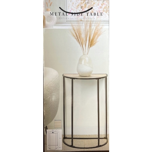 STOLIK METALOWY PRZYŚCIENNY BLAT OZDOBNY na kwiaty wazon 38x24x58cm NATURAL