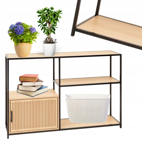 Szafka stojąca do salonu sypialni metalowy stelaż 116 x 76 x 30 rama czarna