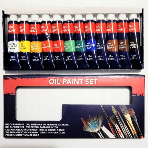 Farby Olejne do Malowania Zestaw Wielokolorowy 12 szt Kolorów x 12ml