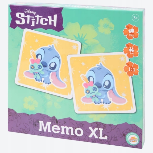 Gra logiczna KARCIANA DLA DZIECI MEMO XL DISNEY STITCH 24 KARTY 1-4 OSOBY