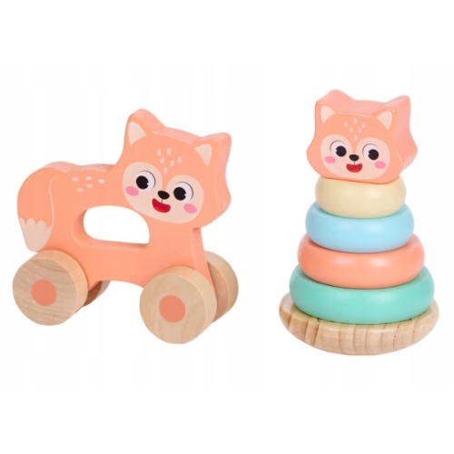 Drewniana Wieża Piramida do Układania DLA DZIECI LISEK MINI MATTERS 10 M+