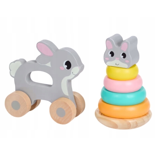 Drewniana Wieża Piramida do Układania DLA DZIECI KRÓLIK MINI MATTERS 10 M+