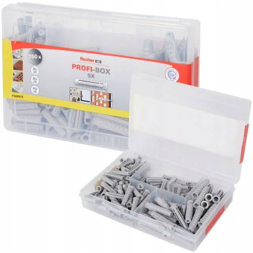 Kołki montażowe Fischer Profi-Box SX 3 rozmiary 5 6 8 mm zestaw 150 sztuk