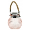 LAMPA SOLARNA LATARENKA OGRODOWA Z UCHWYTEM JUTA LED BIAŁA CIEPŁA PINK