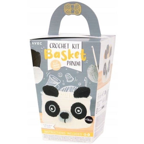 ZESTAW DO SZYDEŁKOWANIA WŁÓCZKI SZYDEŁKO IGŁA 16 cm KOSZYK PANDA AVEC