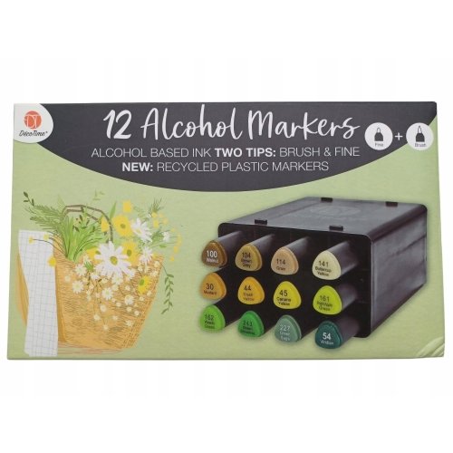 TWIN MARKERY PODWÓJNE PISAKI MAZAKI ALKOHOLOWE 12 SZTUK DECO TIME 100-54