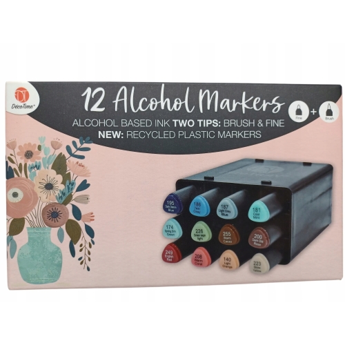 TWIN MARKERY PODWÓJNE PISAKI MAZAKI ALKOHOLOWE 12 SZTUK DECO TIME195-223