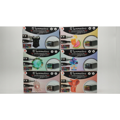 TWIN MARKERY PODWÓJNE PISAKI MAZAKI ALKOHOLOWE 12 SZTUK DECO TIME 01-236