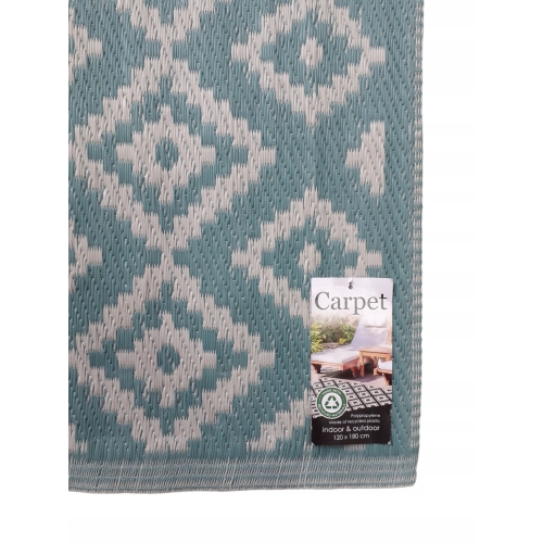 DYWANIK ZEWNĘTRZNY BALKONOWY NA TARAS 120 x 180 CM W KOLORZE MIĘTOWYM ROMBY