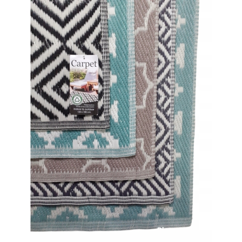 DYWANIK ZEWNĘTRZNY BALKONOWY NA TARAS 120 x 180 CM W KOLORZE MIĘTOWYM ROMBY