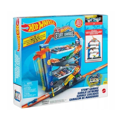 Garaż kaskaderski Stunt Garage Hot Wheels City Mattel Auto Czarne GNL70 4+