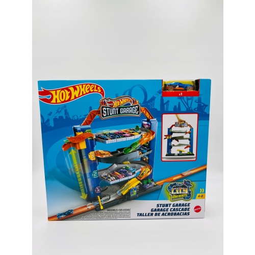 Garaż kaskaderski Stunt Garage Hot Wheels City Mattel Auto Czarne GNL70 4+
