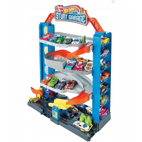 Garaż kaskaderski Stunt Garage Hot Wheels City Mattel Auto Czarne GNL70 4+