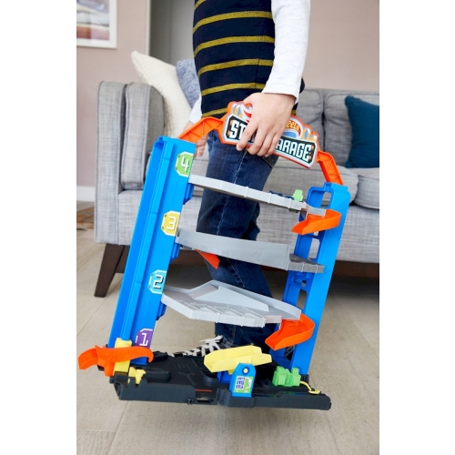Garaż kaskaderski Stunt Garage Hot Wheels City Mattel Auto Czarne GNL70 4+