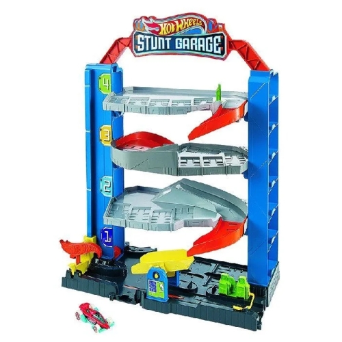 Garaż kaskaderski Stunt Garage Hot Wheels City Mattel Auto Czarne GNL70 4+