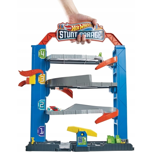 Garaż kaskaderski Stunt Garage Hot Wheels City Mattel Auto Czarne GNL70 4+