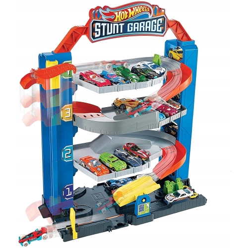 Garaż kaskaderski Stunt Garage Hot Wheels City Mattel Auto Czarne GNL70 4+