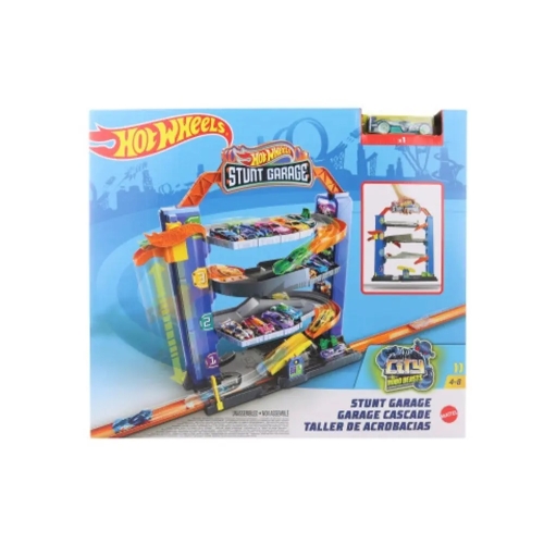 Garaż kaskaderski Stunt Garage Hot Wheels City Mattel Auto Czarne GNL70 4+